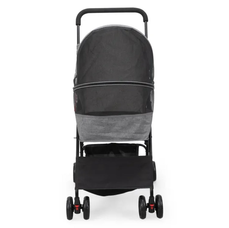 Foldable Pet Stroller, Small Dog Cat Stroller With Storage Basket For Small Puppies, Gray And Black