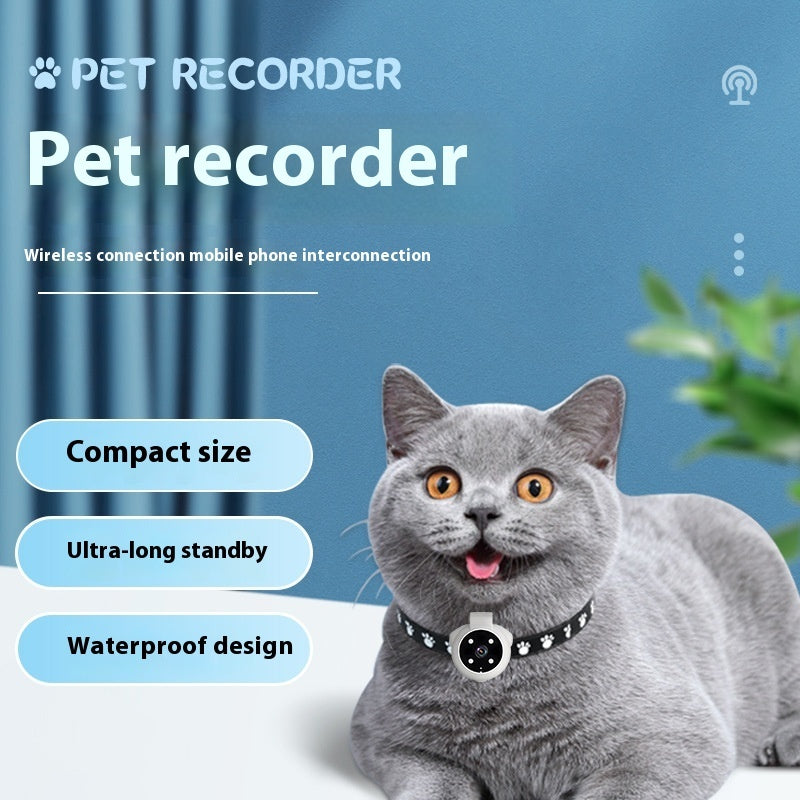 Motion-Recording Pet Tracker Collar with Action Camera for Dogs and Cats