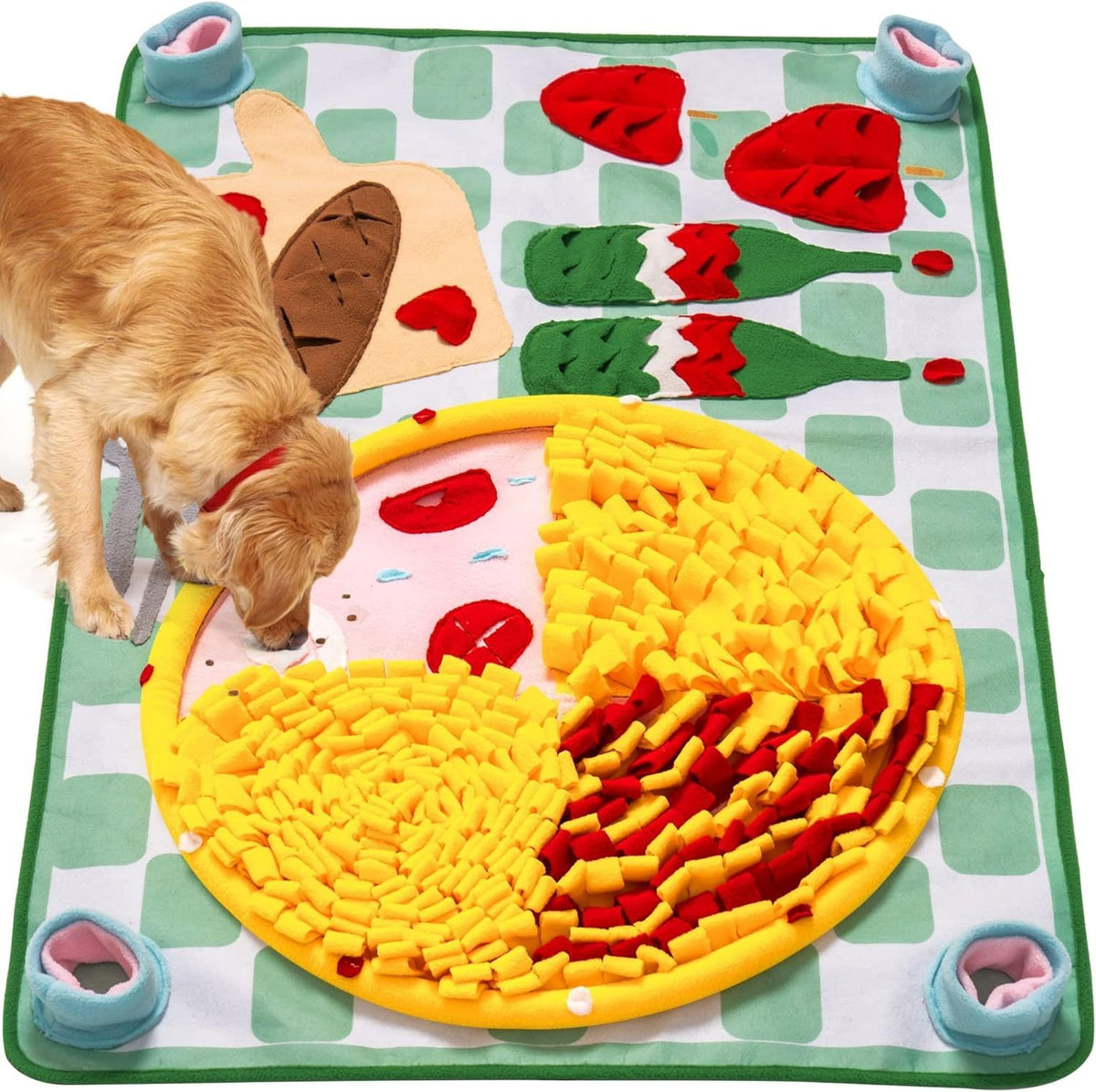 MEWOOFUN Washable Snuffle Mat For Dogs - Slow Feeder Puzzle Mat For Large & Small Dogs, Mental Stimulation Toy For Boredom Relief & Scent Training 16'' Round, Blue