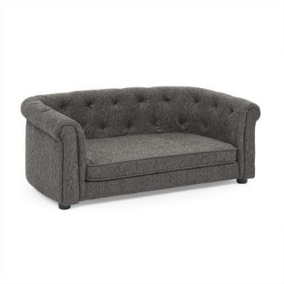 Pet Sofa With Arc-shaped Backrest And Armrests, Contemporary Rectangular Pet Sofa Crafted From Breathable Linen Cozy Soft Cushion Dog Sofa