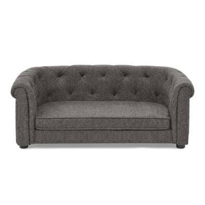 Pet Sofa With Arc-shaped Backrest And Armrests, Contemporary Rectangular Pet Sofa Crafted From Breathable Linen Cozy Soft Cushion Dog Sofa