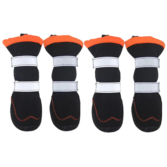Payanwin Dog Boots 4PCS Warm Lined Winter Dog Shoes Waterproof Non-Slip Dog Shoes with Adjustable Reflective Straps for Outdoor Snow＆Rain (Orange and Black #7)