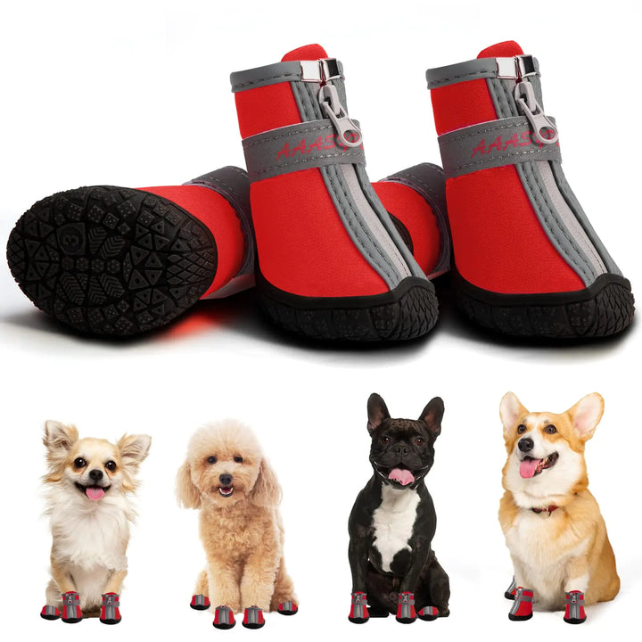 AOKOWN Dog Shoes Small Size Dogs Waterproof Dog Shoes for Hot Pavement Puppy Dog Boots & Paw Protectors Dog Booties for Medium Dogs for Hardwood Floors Anti Slip 4PCS