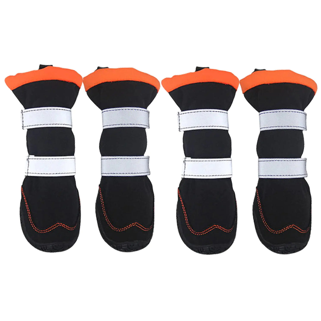 Payanwin Dog Boots 4PCS Warm Lined Winter Dog Shoes Waterproof Non-Slip Dog Shoes with Adjustable Reflective Straps for Outdoor Snow＆Rain (Orange and Black #7)