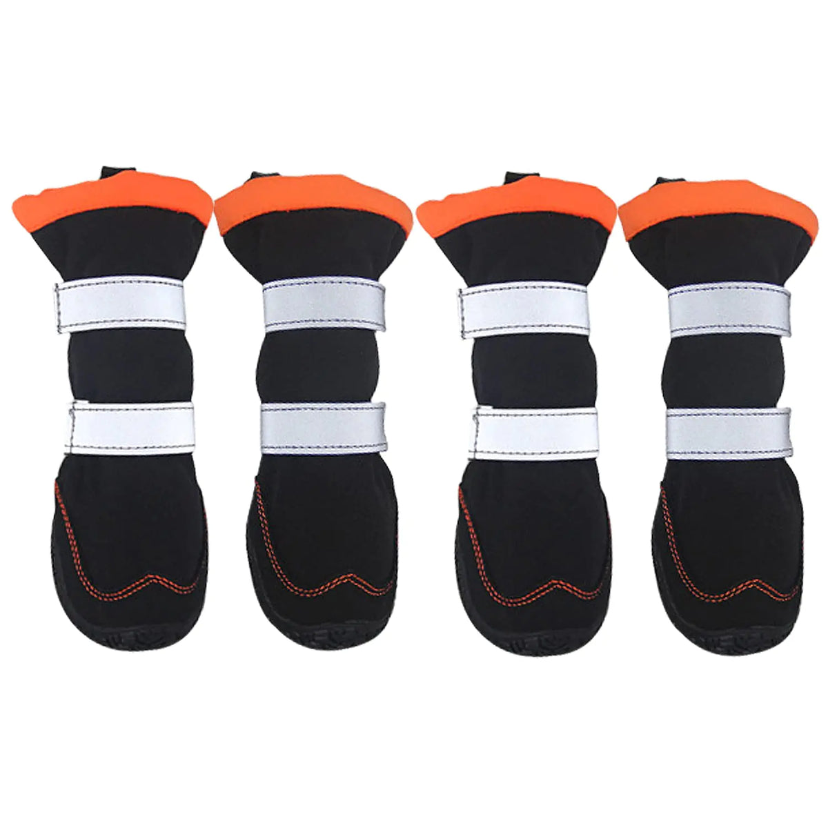Payanwin Dog Boots 4PCS Warm Lined Winter Dog Shoes Waterproof Non-Slip Dog Shoes with Adjustable Reflective Straps for Outdoor Snow＆Rain (Orange and Black #7)