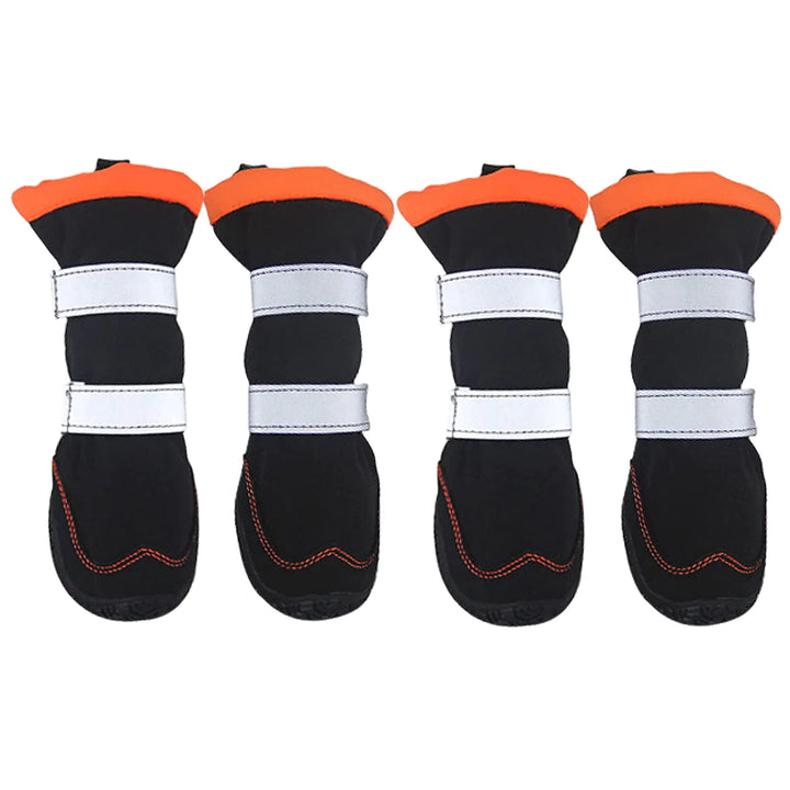 Payanwin Dog Boots 4PCS Warm Lined Winter Dog Shoes Waterproof Non-Slip Dog Shoes with Adjustable Reflective Straps for Outdoor Snow＆Rain (Orange and Black #7)