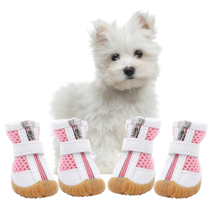 AOFITEE Mesh Dog Shoes Dog Boots Breathable Dog Shoes for Small Dogs Waterproof Puppy Booties Sandals with Anti-Slip Sole and Zipper Dog Shoes for Hot Pavement Durable Pet Paw Protector