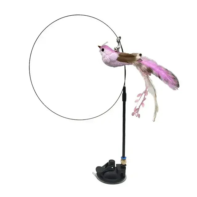 Feather Bird with Bell Cat Stick Toy