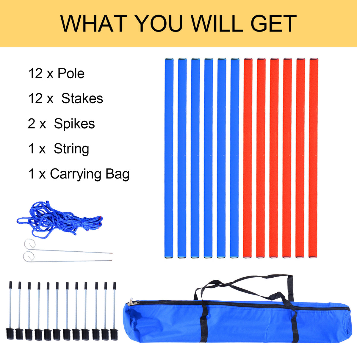 PawHut Dog Agility Training Equipment Dog Play Run Obedience Training Set Adjustable (Poles)