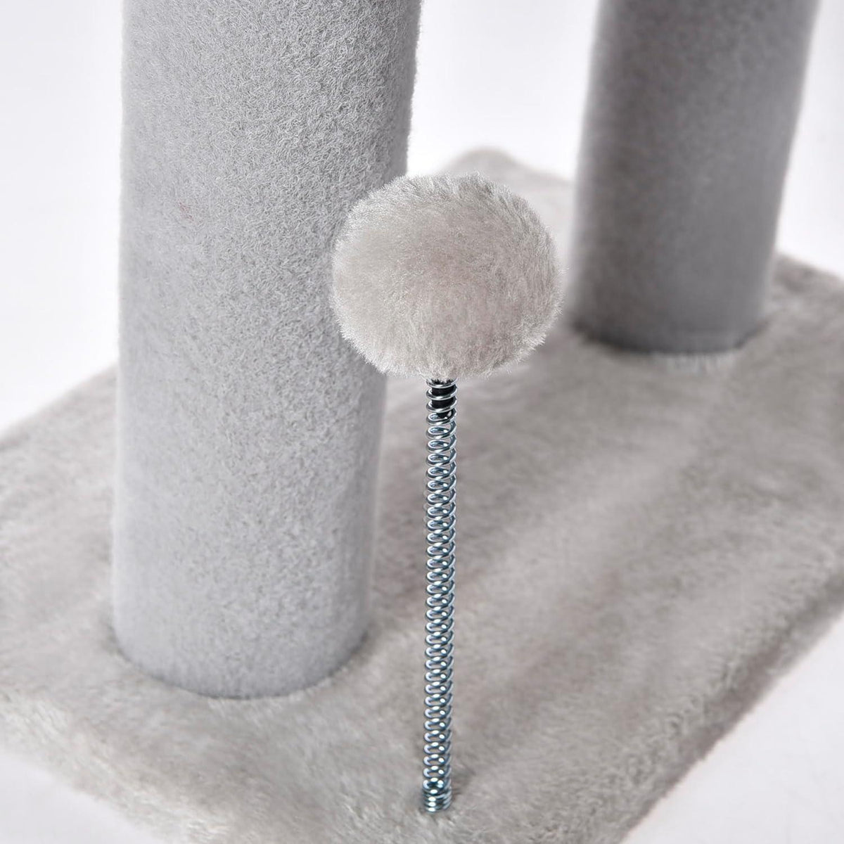 Gray Indoor Cat Tree With Hanging Ball 20.5Cat Tree With Tunnel Bed And Scratching Post Cat Tower