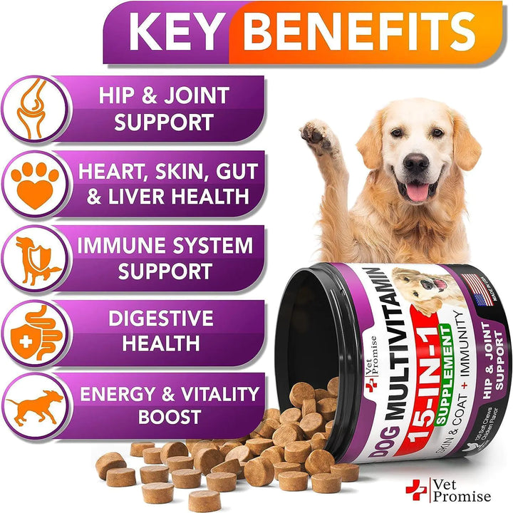 2 Pack Dog Multivitamin Chewable with Glucosamine Vitamins for Dogs 240 Chews